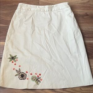 Cleo Cream A-Line Skirt with Floral Embroidery
